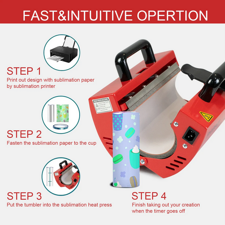 Steps for using Freesub tumbler heat press machine