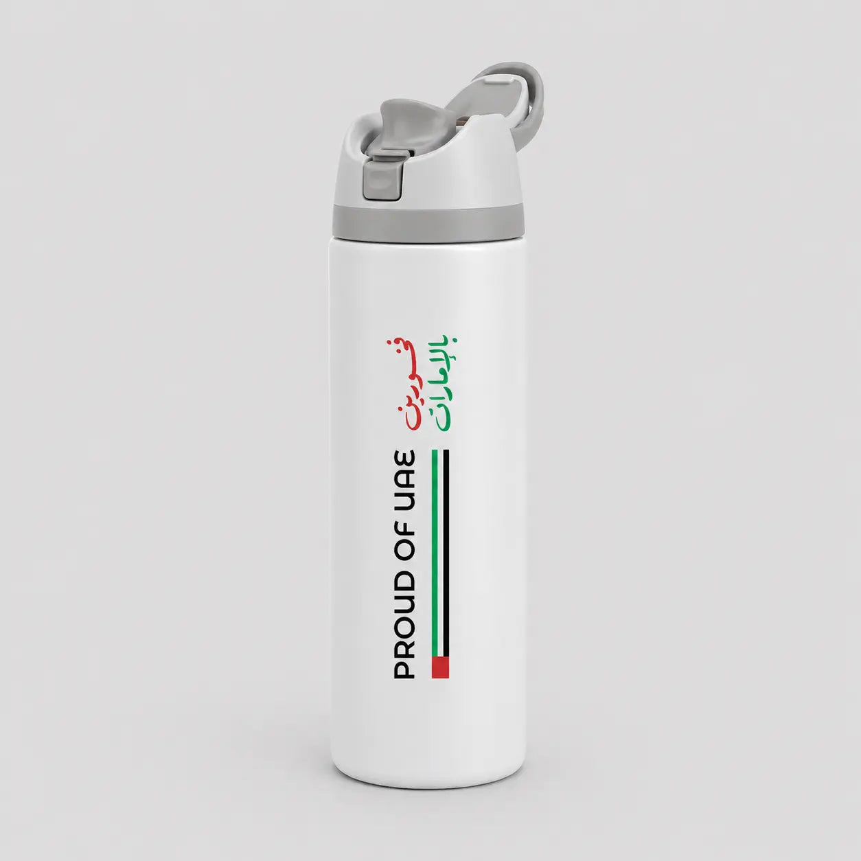 Proud of UAE Double-Wall SS Bottle White 1000ml – 77x290mm | UAE National Day Printava