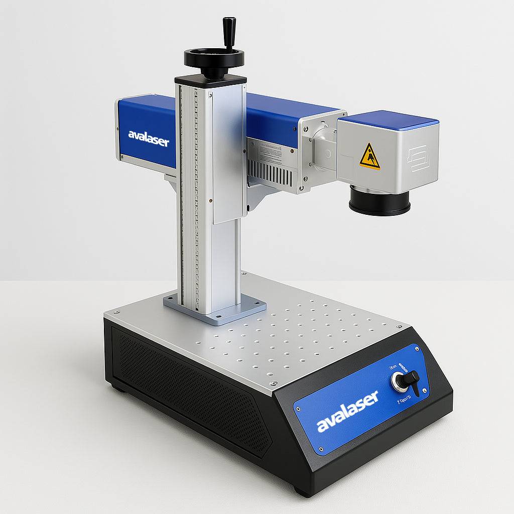 avalaser 5W UV laser engraving machine with precision head and control panel, ideal for metal, plastic, and glass crafting projects.