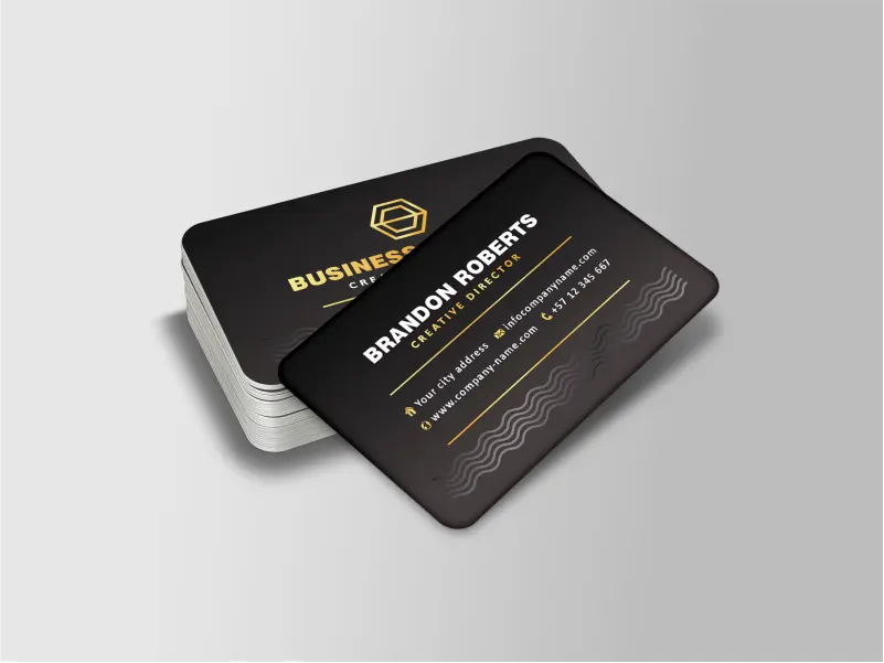 Rounded corner gold foil Spot UV business card