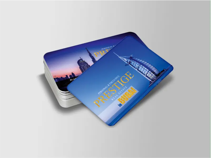 Gold foil PET glossy laminated rounded corner business card