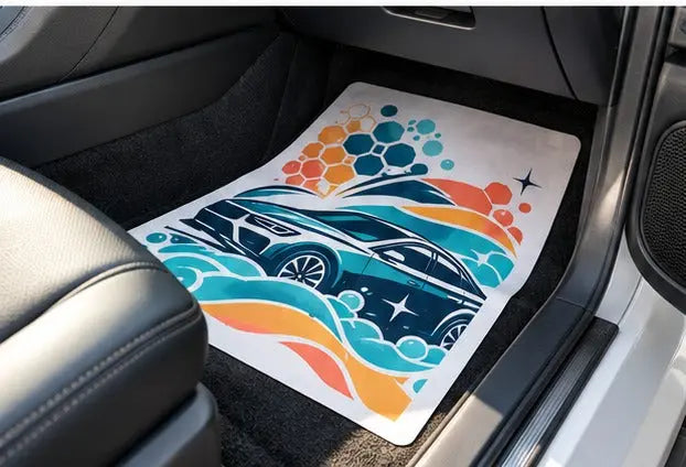 Custom Printed Paper Car Mats - 4 Color Woodfree 80gsm — Passenger footwell view