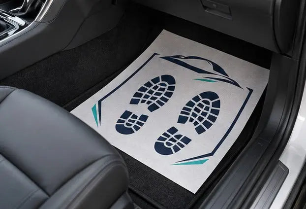 Custom Printed Paper Car Mats - 1 or 2 Color (Wood free 80gsm) — Passenger footwell view