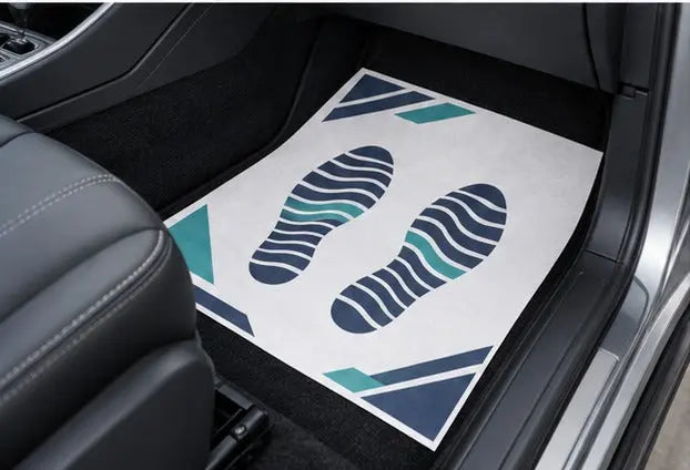Custom Printed Paper Car Mats - 1 or 2 Color Glossy 90gsm — Passenger footwell view