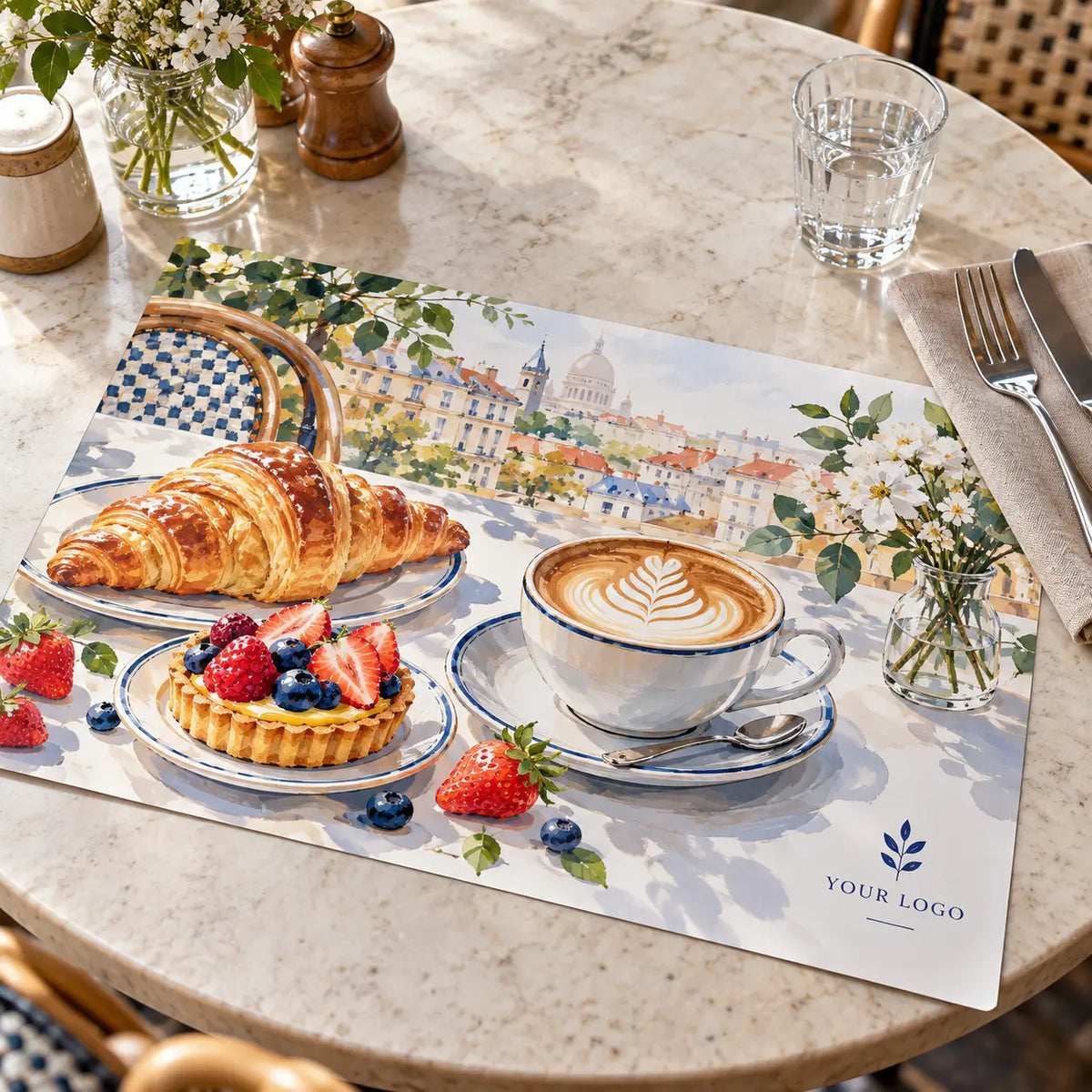 Custom Table Mat – 4 Color, Glossy 135gsm – alternate branded print example