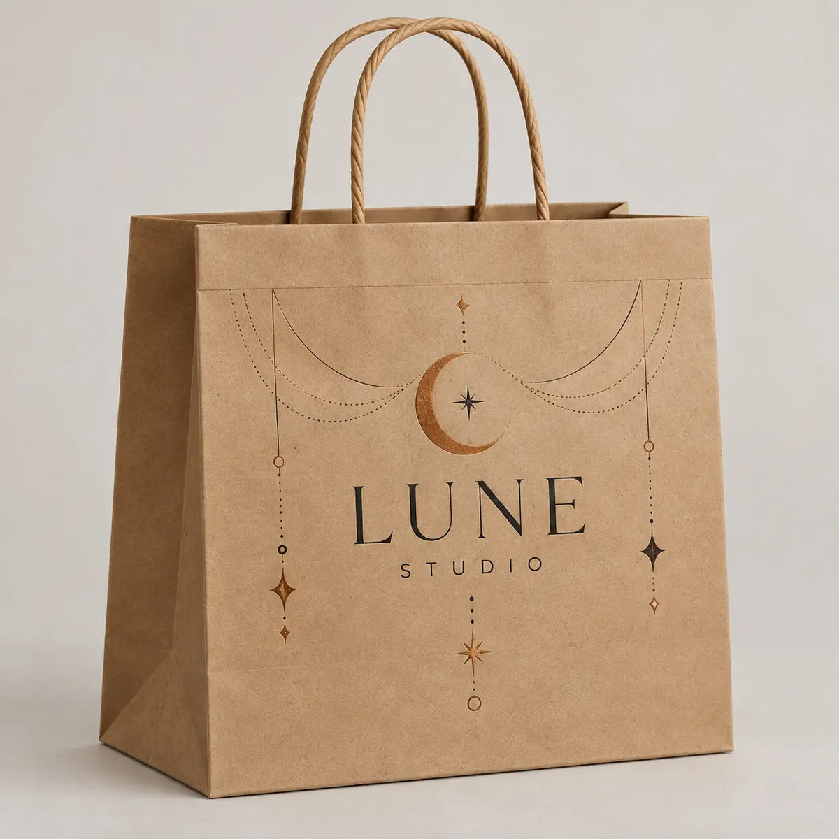 Brown top-fold kraft shopping bag for accessories