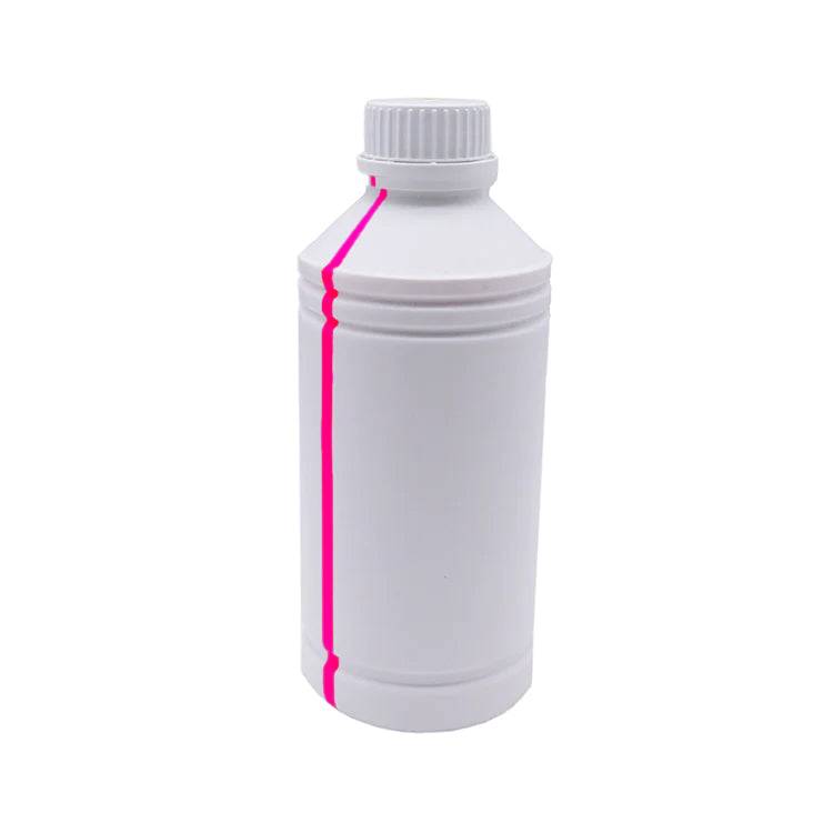 DTF Ink 1L in magenta, formulated for Direct to Film printing, ensures bright pink hues and excellent durability for creative art projects.
