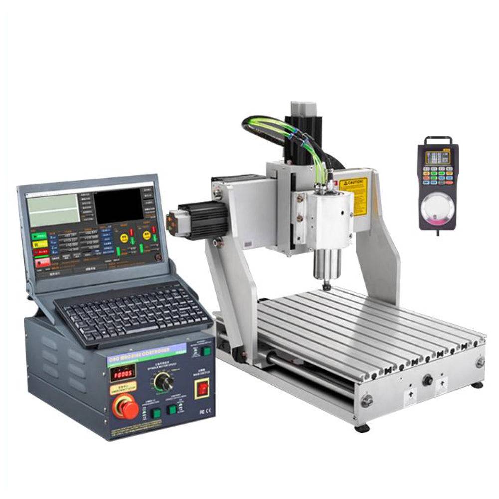CNC A3 desktop router with integrated control box and digital handwheel for precision control in industrial cutting and engraving.