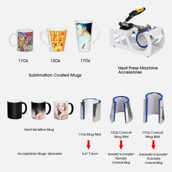 11in1 Combo Sublimation Machine Heat Press Machine P8200-V11