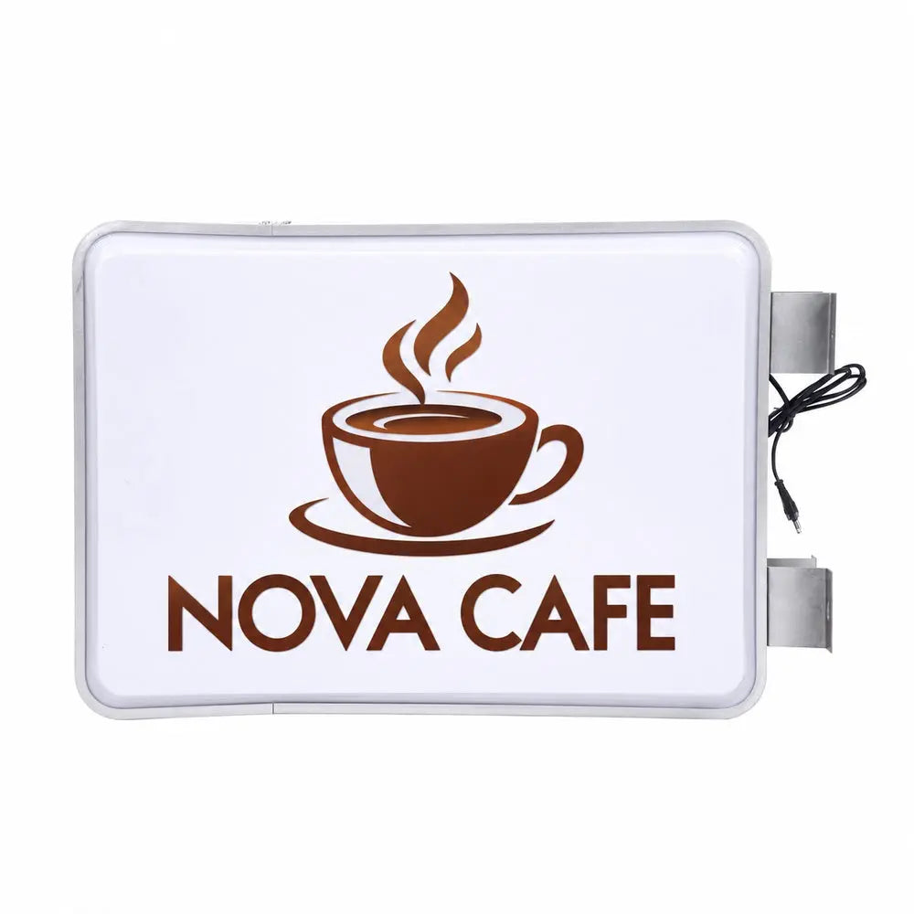 50x70 cm rectangular LED light box with cafe logo