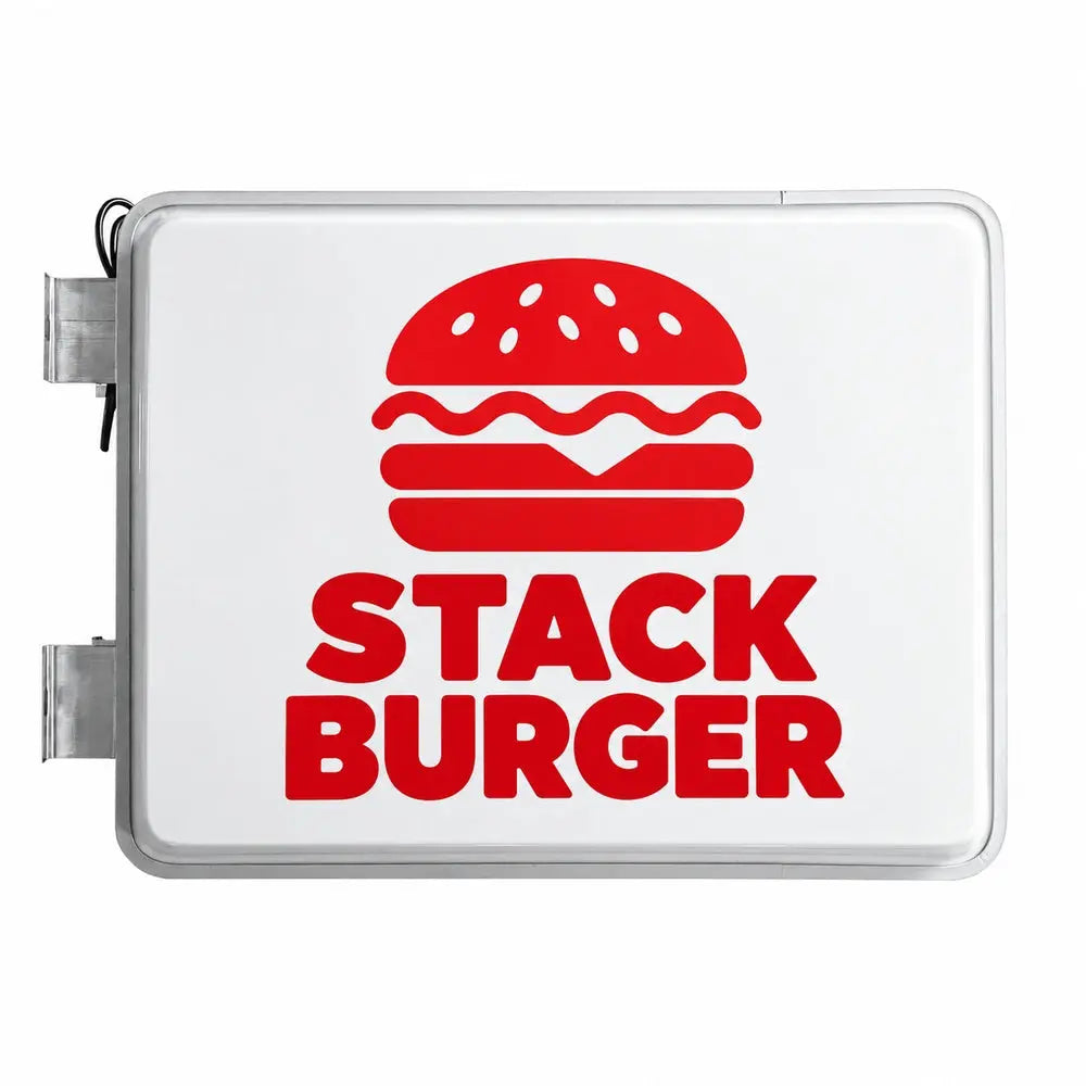 Rectangular double-sided LED sign with fast food branding