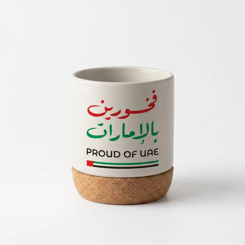 Proud of UAE Matt Ceramic Cup with Cork Base 72x70mm Classic – TM-024