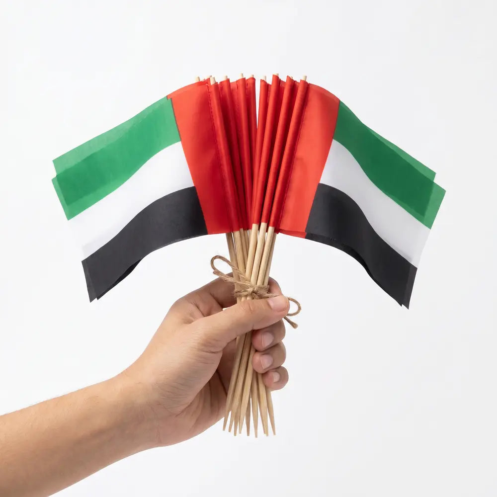UAE Handheld Flag – UAE National Day Small Hand Flag 21×14cm