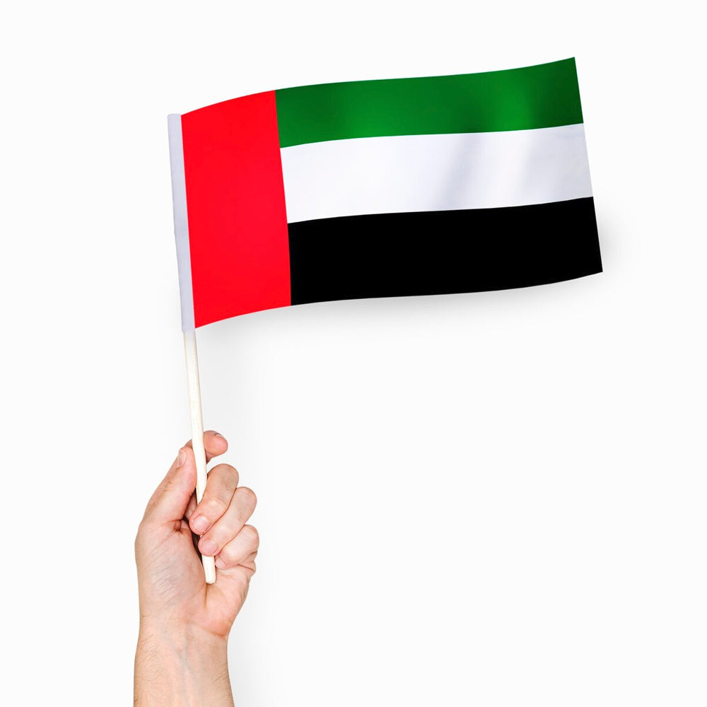 UAE Flag with Plastic Stick 20 X 28 cm ( 10 Flags )