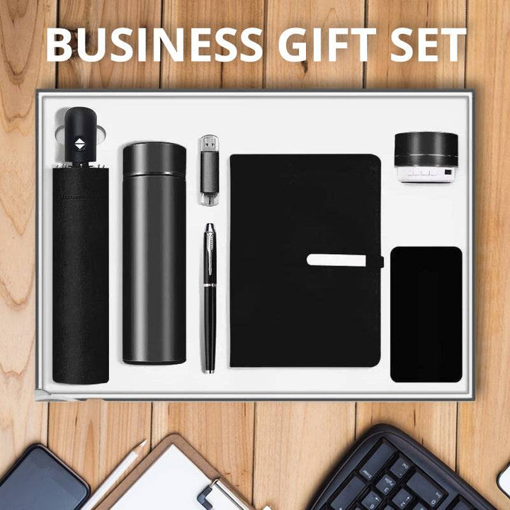 Set of Notebook, Bottle, Umbrella, Pen, USB, Speaker and Power Bank